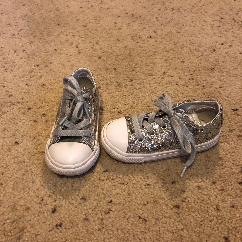 Toddler size 7 silver glitter Converse All Stars
